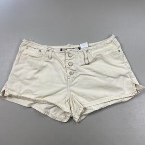 VTG Paris Blues Jean Shorts 13 Juniors Button Fly Shorty Low Rise Beige Y2K 30x2
